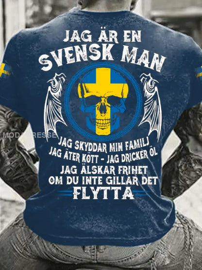 Herrens Sverige Jag är Svensk T-shirt marinblå färg / S