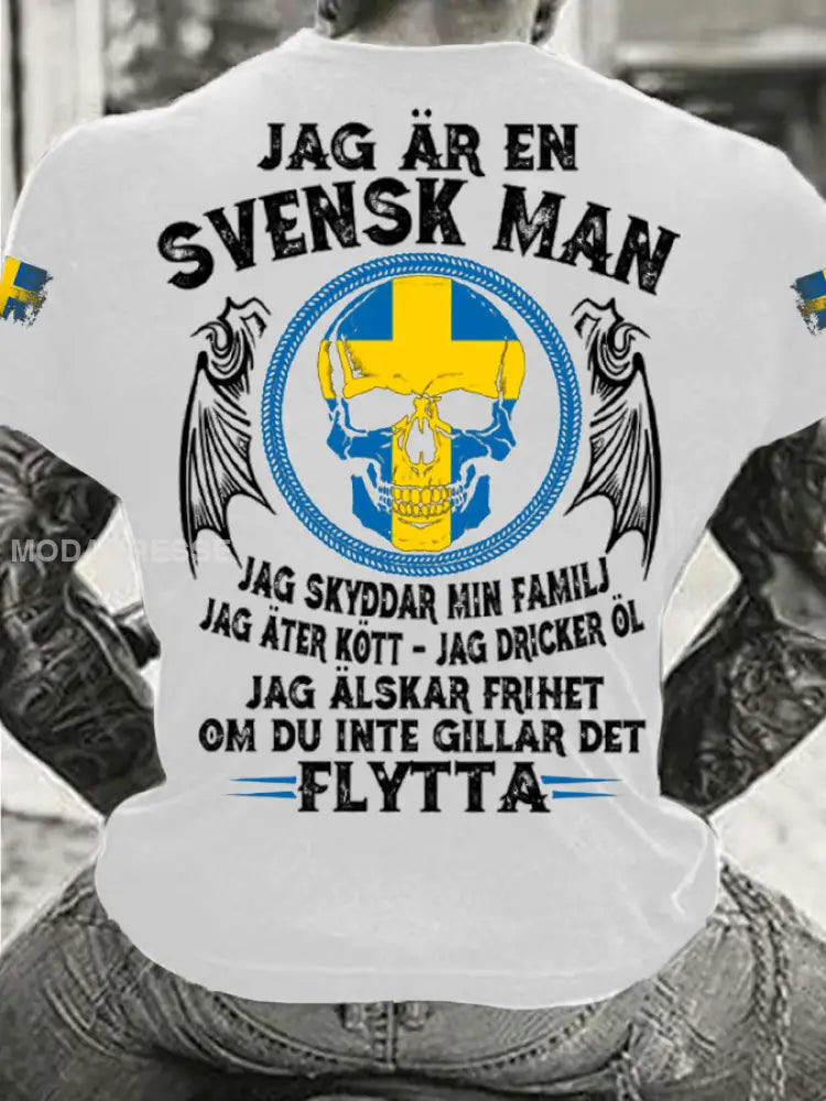 Herrens Sverige Jag är Svensk T-shirt vit / S