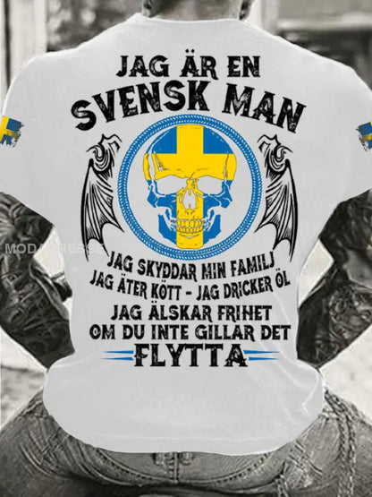 Herrens Sverige Jag är Svensk T-shirt vit / S