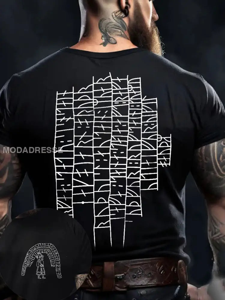 Herrens Viking Style Autentisk Gotland Runestone Norsk Rune T-shirta svart / S