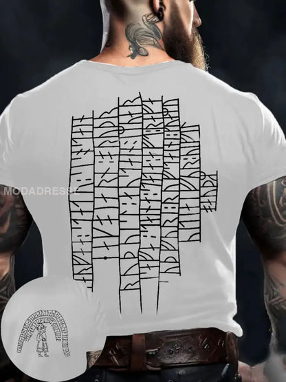 Herrens Viking Style Autentisk Gotland Runestone Norsk Rune T-shirta vit / S