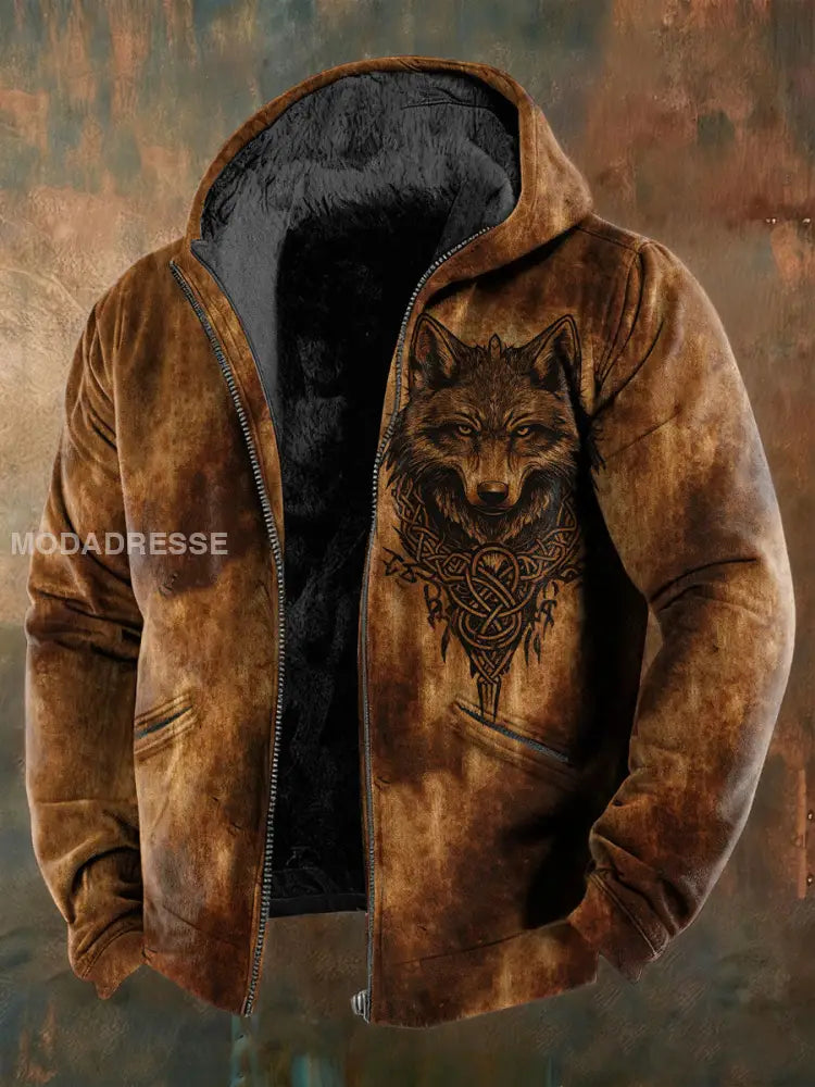 Herrens Viking Wolf Fleece Jacka brun / S
