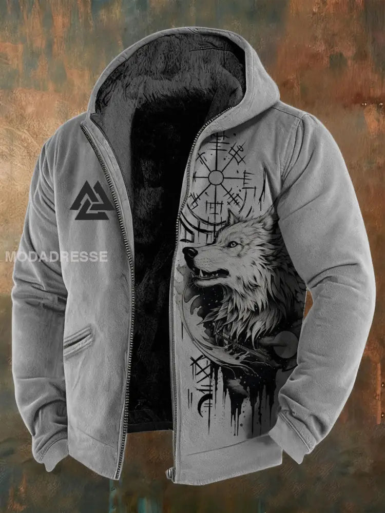 Herrens Viking Wolf Fleece Jacka grå / S