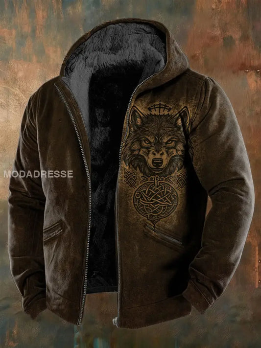 Herrens Viking Wolf Fleece Jacka mörkt kaffe / S