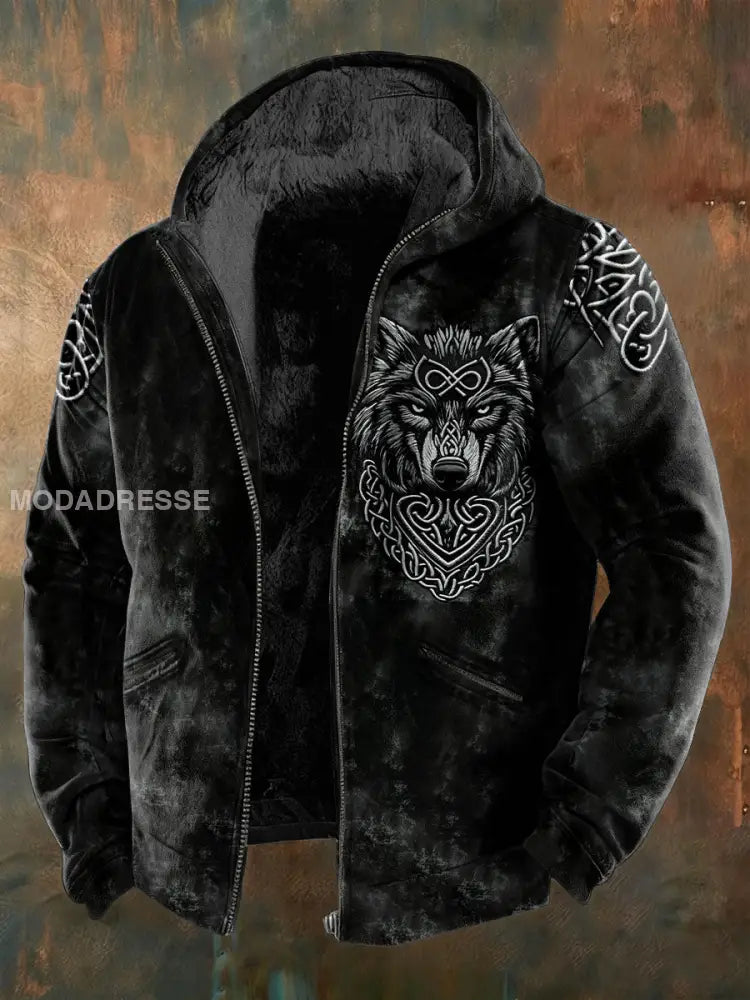 Herrens Viking Wolf Fleece Jacka svart / S