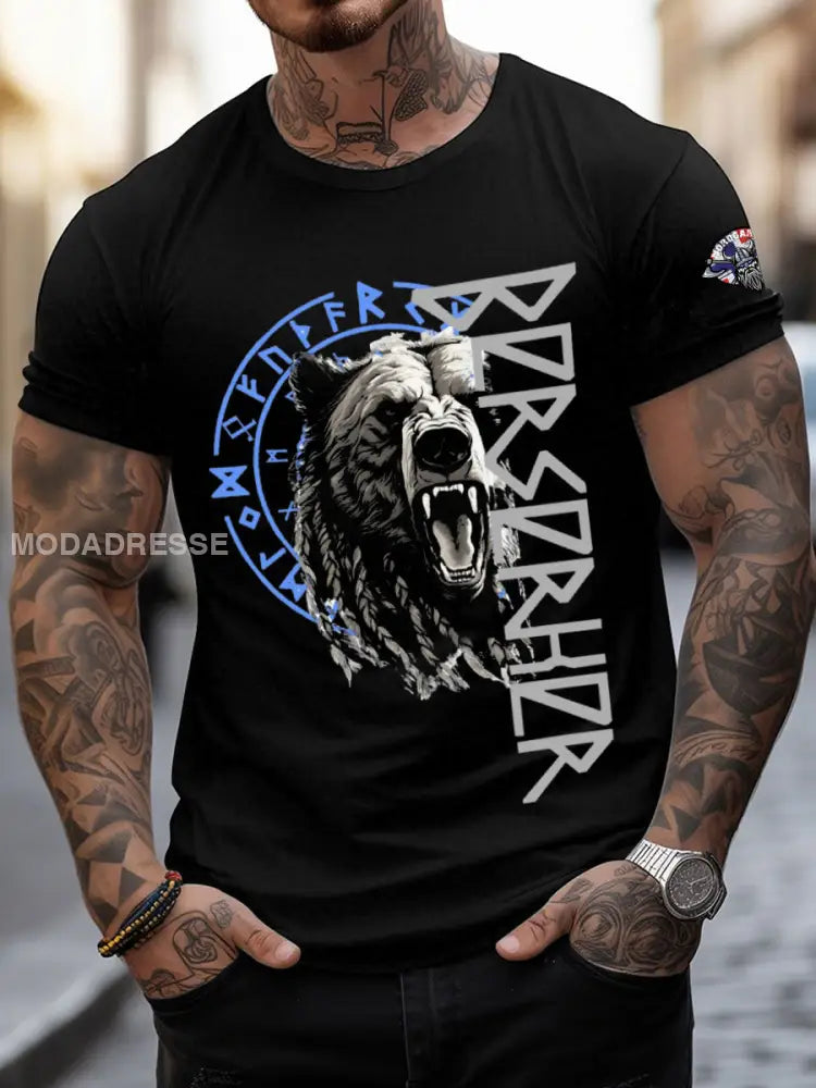 Herrens Viking Wolf T-shirts svart / S