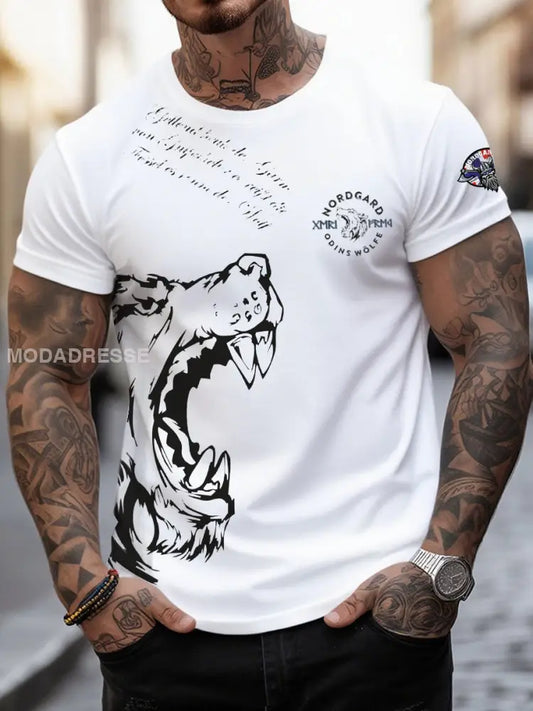 Herrens Viking Wolf T-shirts vitt / S