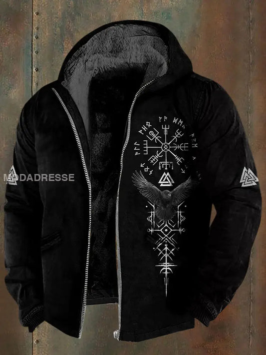 Herrens vikingad fleece-foderad jacka svart / S