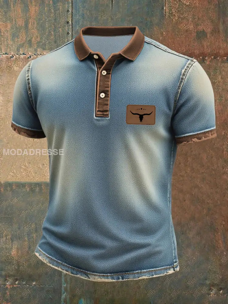 Herrens Western Denim T-shirt blå / S