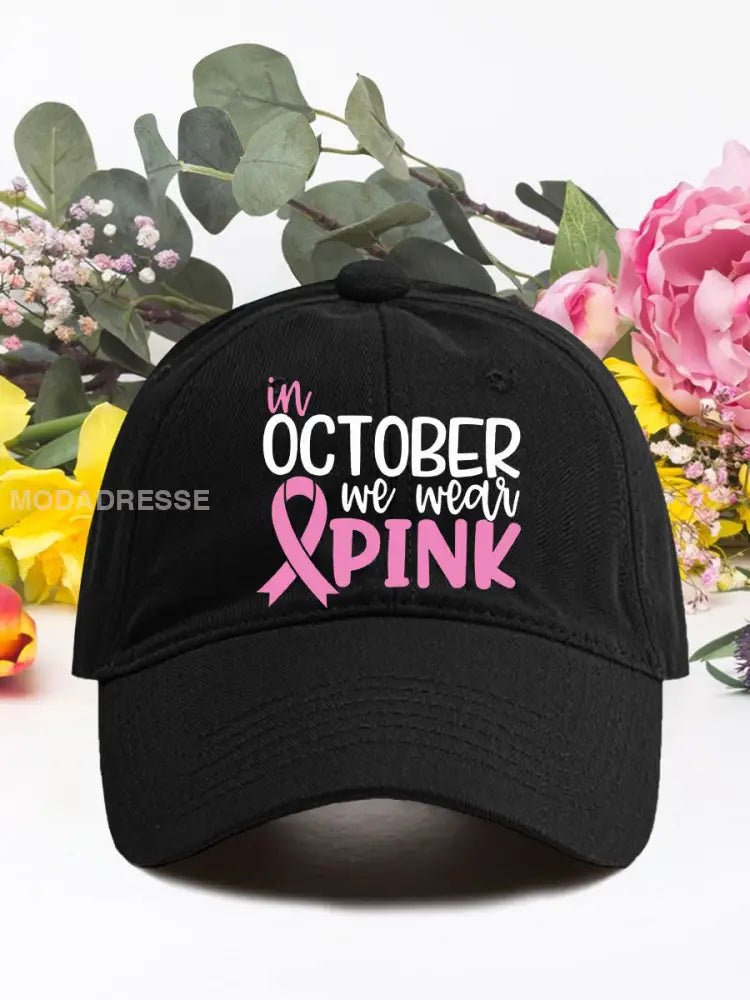I oktober bär vi rosa bröstcancer neutrala hattar. svart / ONE