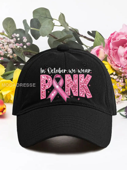 I oktober bär vi rosa bröstcancer neutrala hattar. svart / ONE