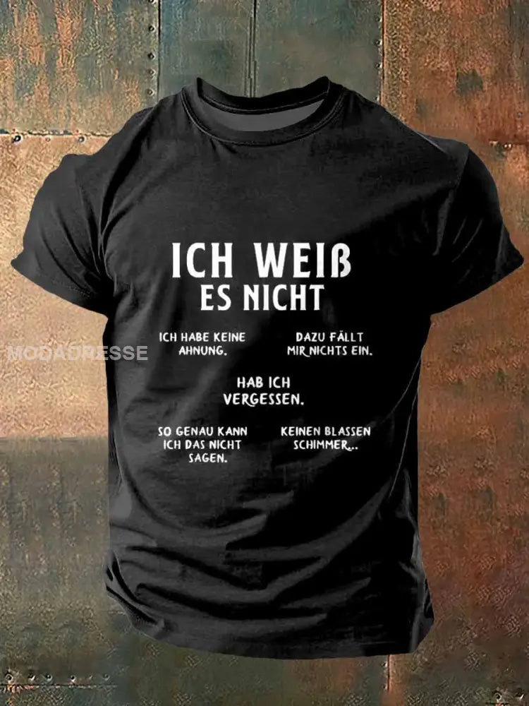 Ich Weib Es Nicht Print Vintage Mode kort ärm T-shirt S