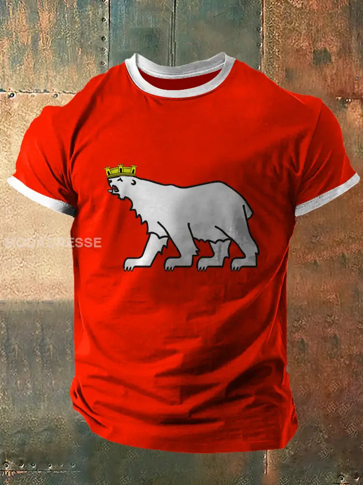 Isbjørne trykt Vintage mote kort erme T-shirt raud / S