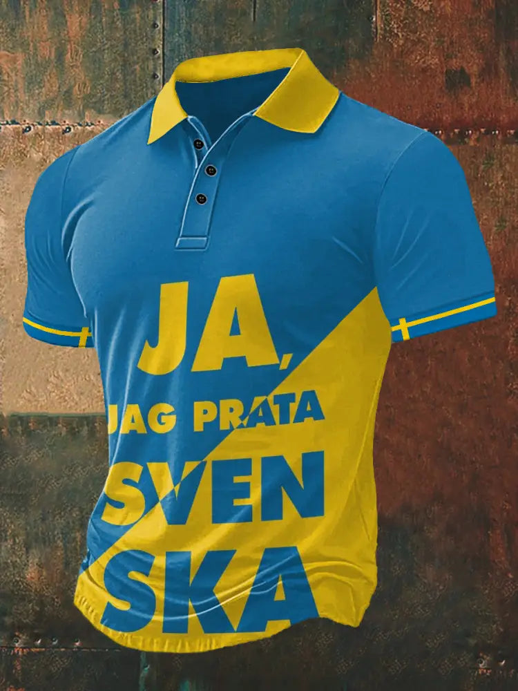 Ja Jag Prata Sven Ska Skriv ut Polo hals kort ärm T-shirt S