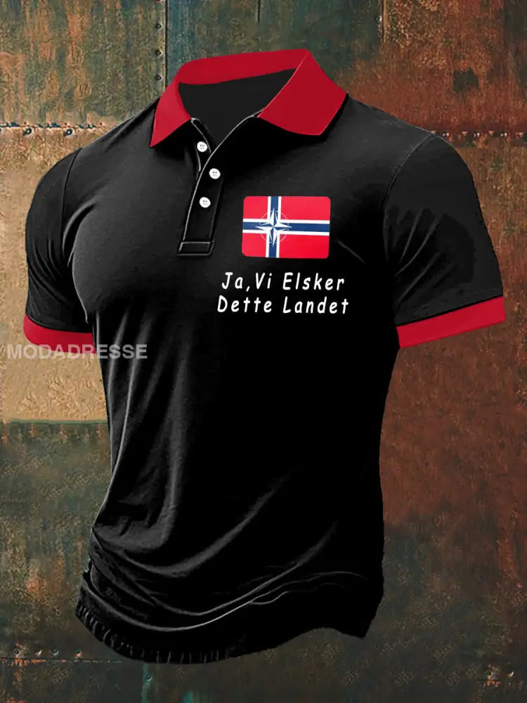 Ja Vi elsker dette landet utskriver Polo hals Kort erme T-shirt S
