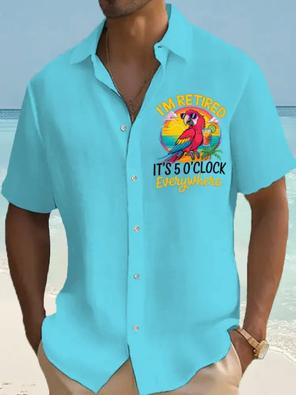 Jag är pensionerad klockan är fem överallt. blå / S