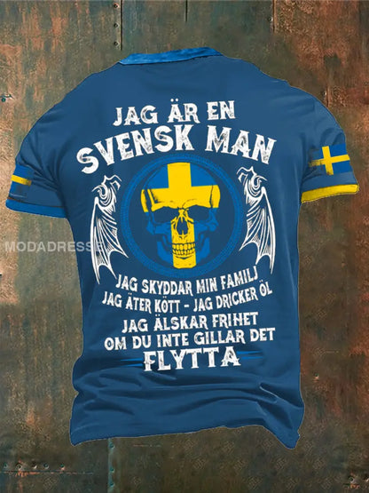 Jag är Svenska Sverige Tryckt T-shirt blå / S