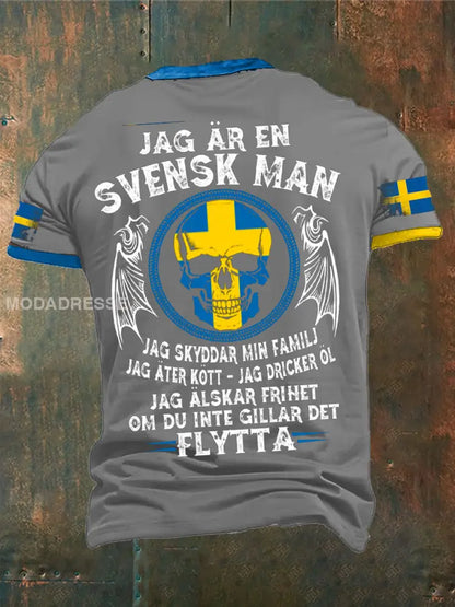 Jag är Svenska Sverige Tryckt T-shirt grå / S