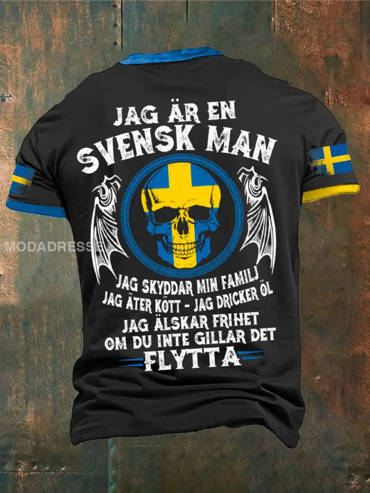 Jag är Svenska Sverige Tryckt T-shirt svart / S