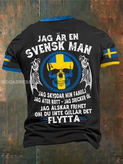 Jag är Svenska Sverige Tryckt T-shirt svart / S