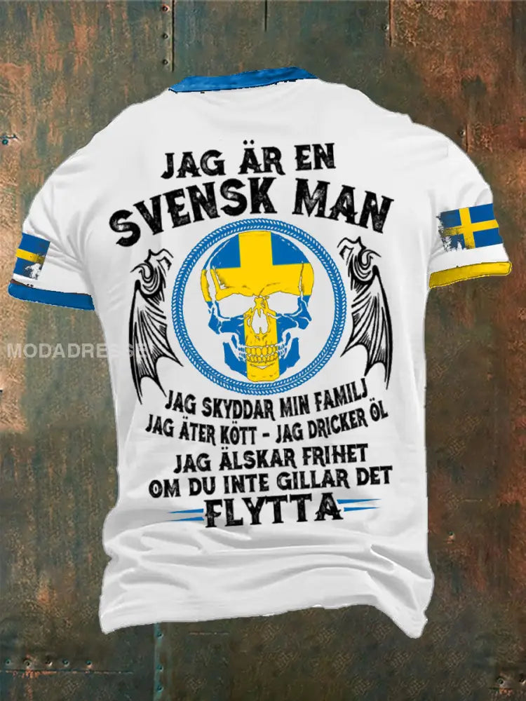 Jag är Svenska Sverige Tryckt T-shirt vit / S