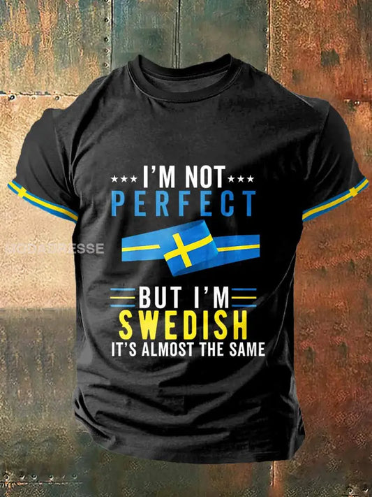Jag är Swedish Print Vintage Fashion Short Sleeve T-shirt S