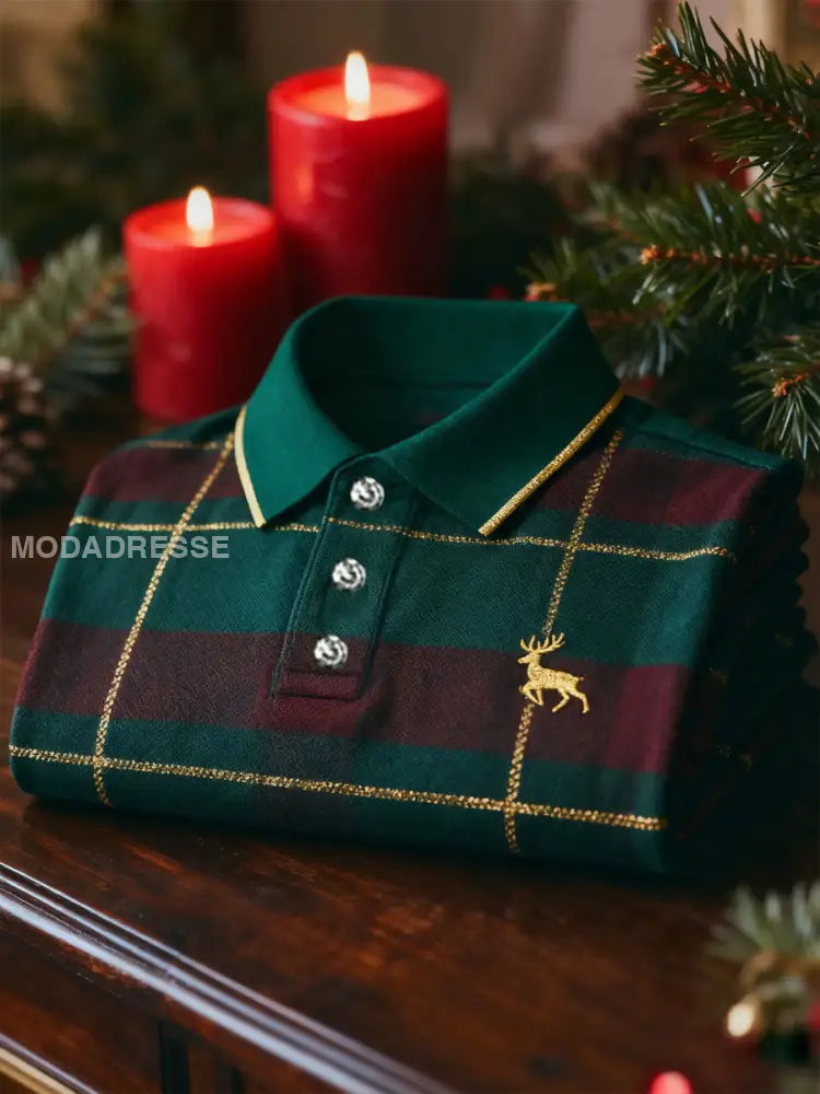 Jul företag Konst tryckt skjorta grönt / S