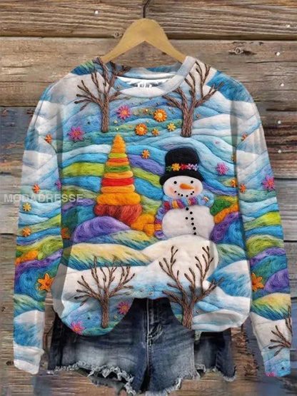 Julegenser med fargerikt snømanntrykk for kvinner BEST SELLERS