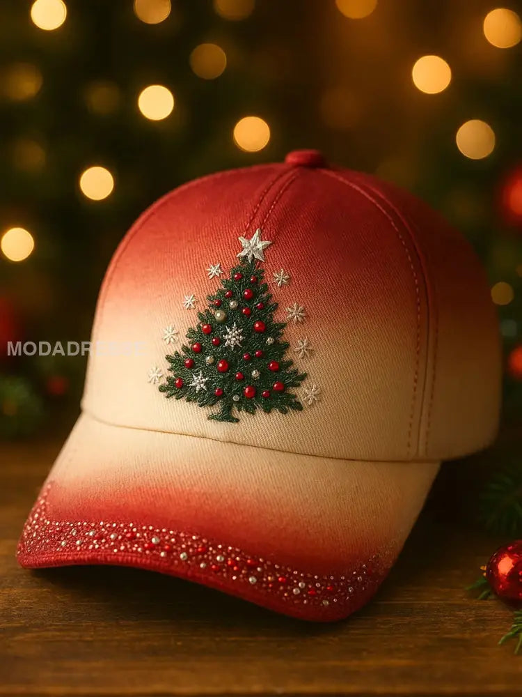 Julgran konst utskrift Casual Unisex hatt röd / ONE