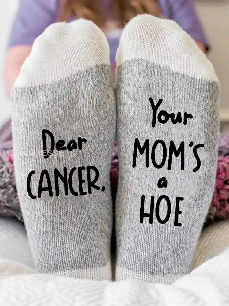 Kära cancer din mamma är en hacka neutral strumpor ljusgrå / ONE