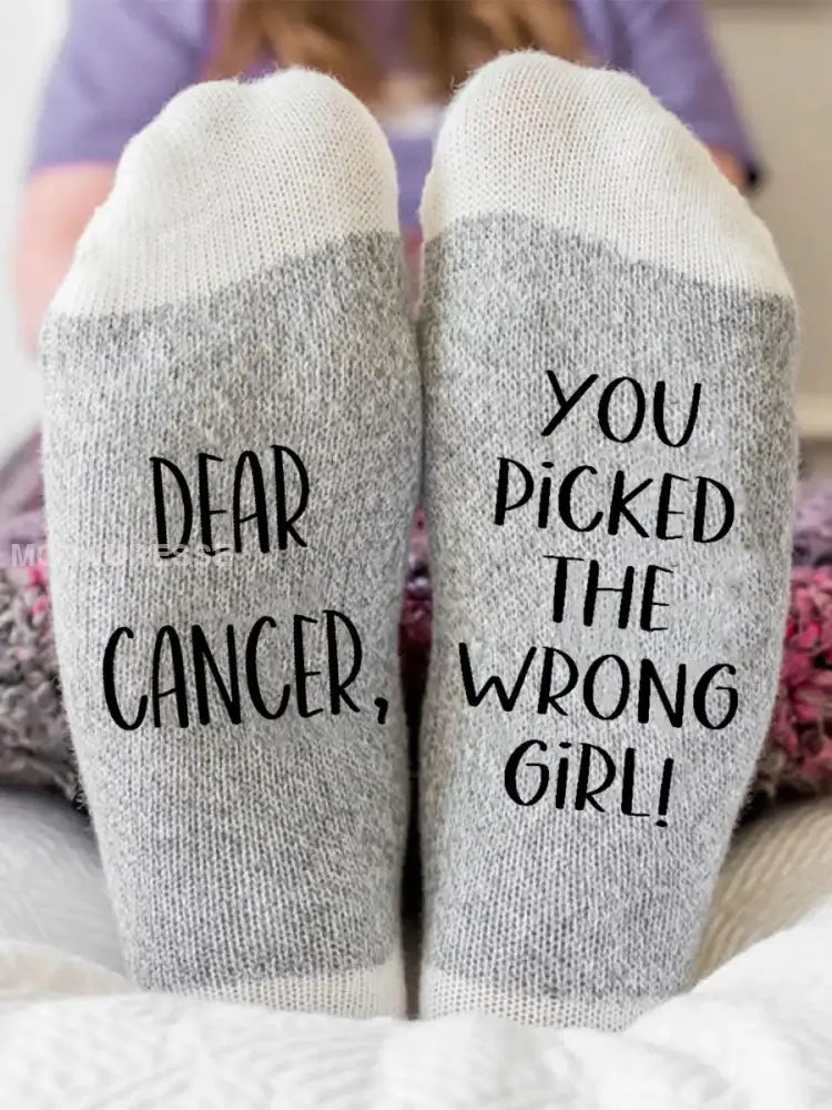 Kära cancer du valde fel flicka könsneutrala strumpor ljusgrå / ONE