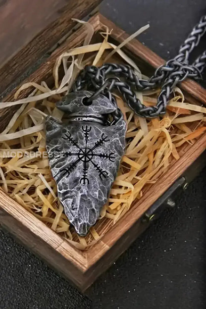 Kompass Hjälm Pendant Halsbande mörk grå