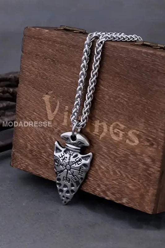 Kompass Hjälm Pendant Halsbande vit