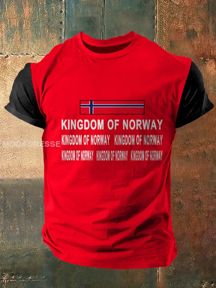 Kongeriget Norge Skriv ut Kort erme T-shirt S