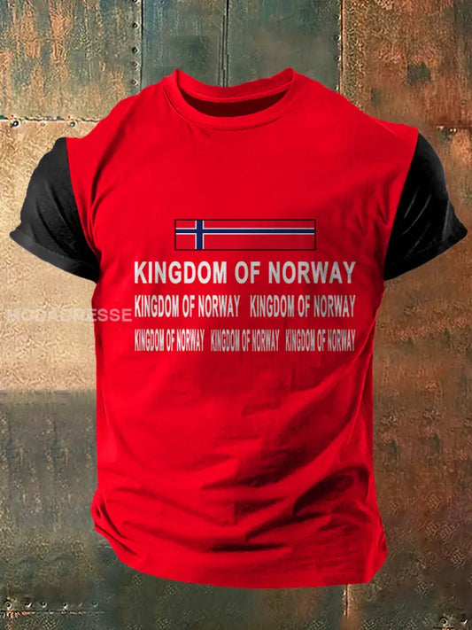 Kongeriget Norge Skriv ut Kort erme T-shirt S