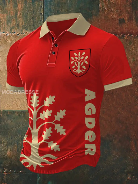 Kort erme T-shirt til herre Skriv ut Polo hals raud / S