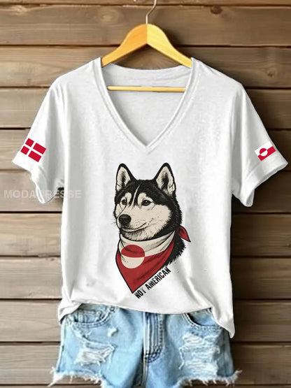 Kvinder Grønland Hund T-shirt hvid / S