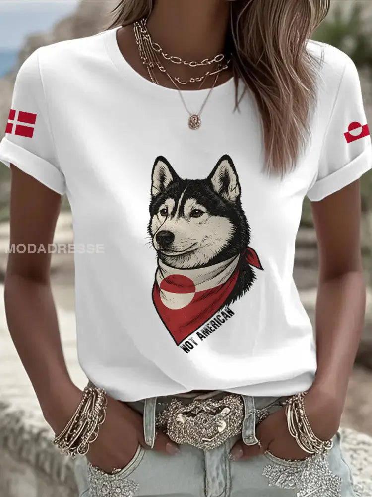 Kvinder Grønland Hund T-shirt hvid / S