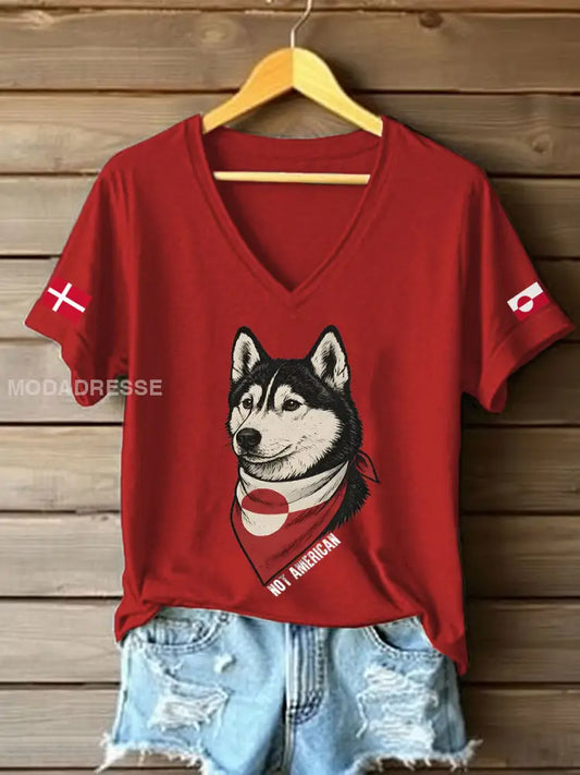 Kvinder Grønland Hund T-shirt rød / S