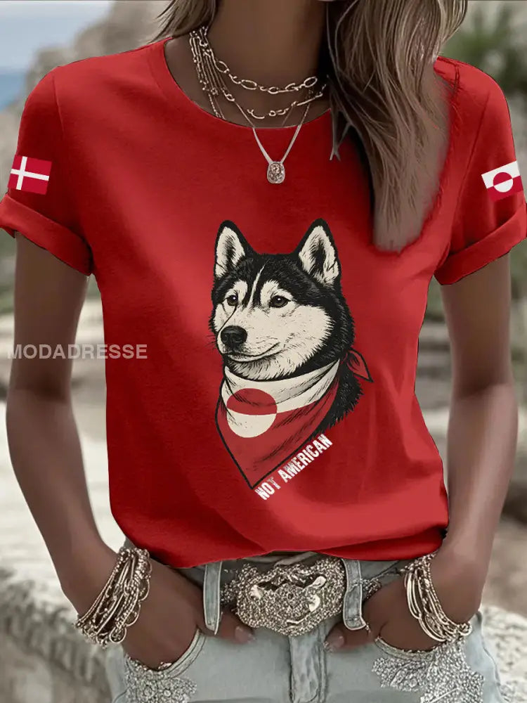 Kvinder Grønland Hund T-shirt rød / S