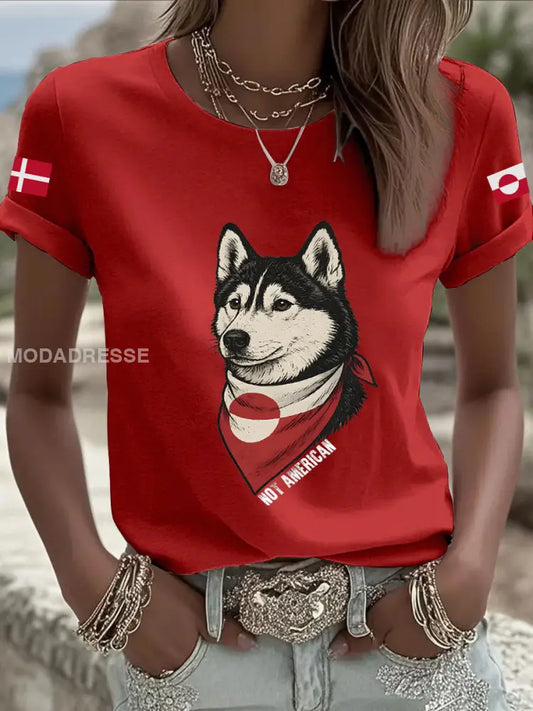 Kvinder Grønland Hund T-shirt rød / S