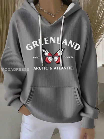Kvinder Grønland Print Casual Hoodies grå / S
