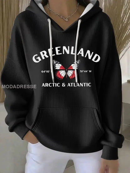 Kvinder Grønland Print Casual Hoodies sort / S