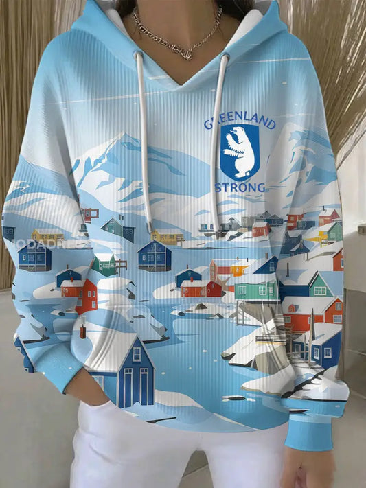 Kvinder Grønland Stærk trykt Casual Hoodies blå / S