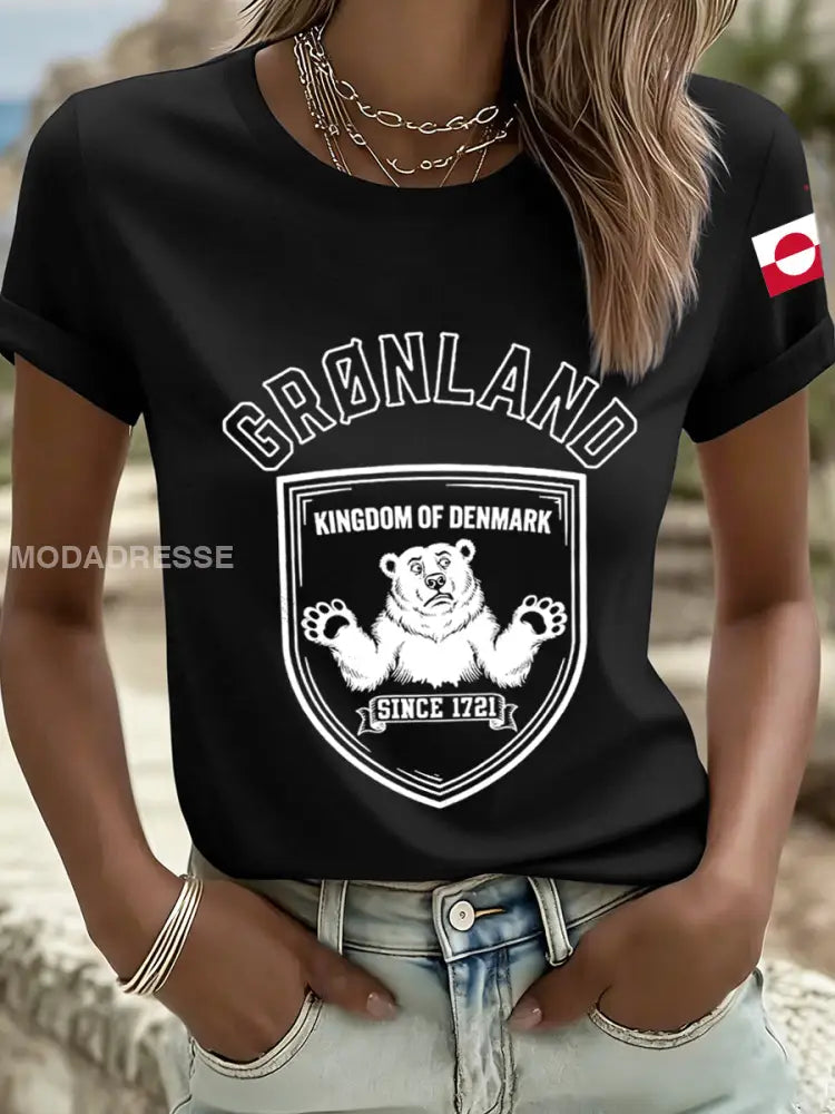 Kvinders Grønland af Danmark Print T-shirt sorte / S