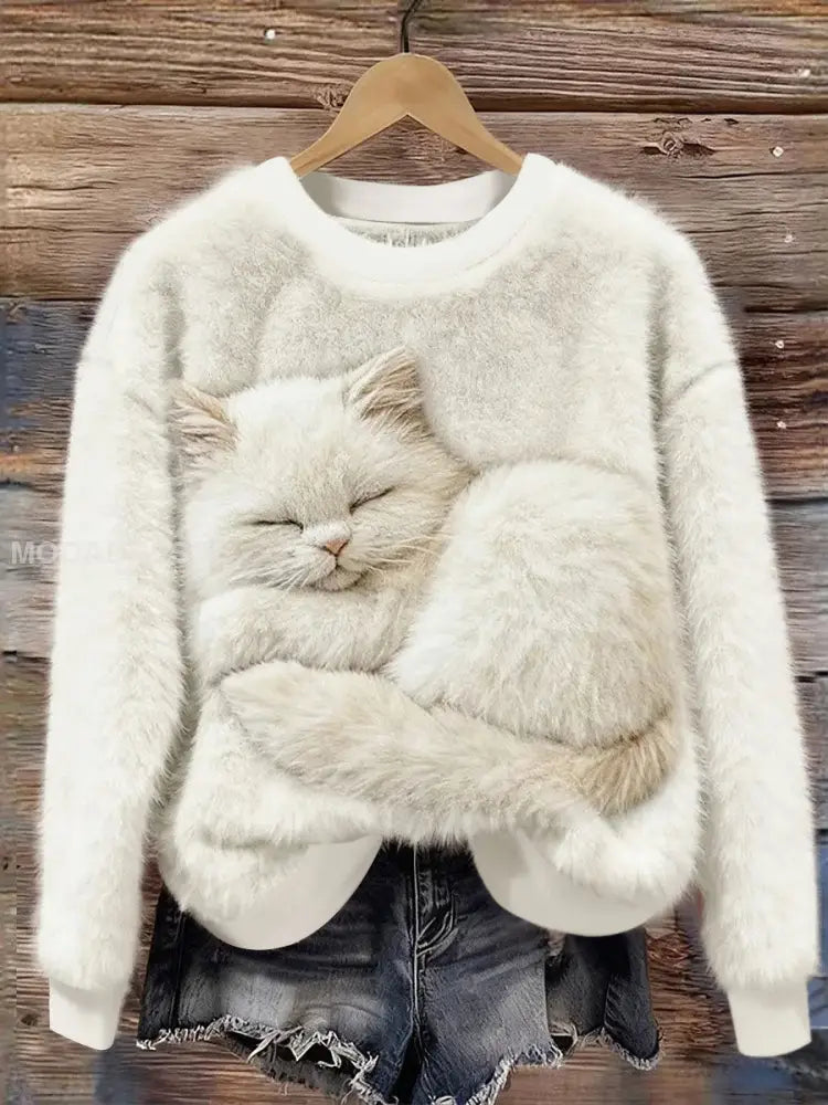 Kvinnkatt Flannel Sweatshirts bäie / S