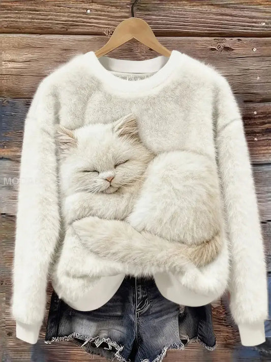 Kvinnkatt Flannel Sweatshirts bäie / S