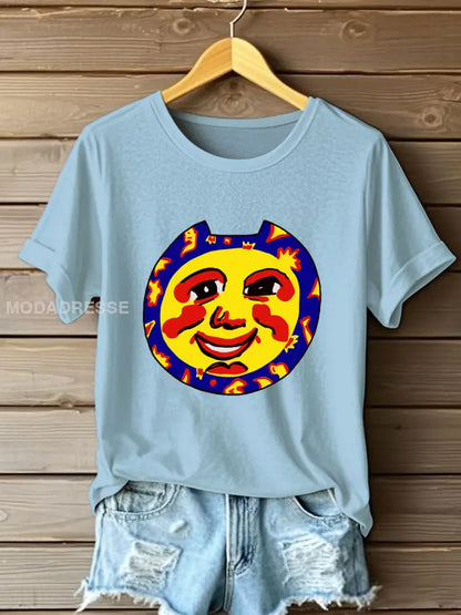 Kvinnliga Hummer Kraftskiva Tryckt T-shirt skyblå färg / S