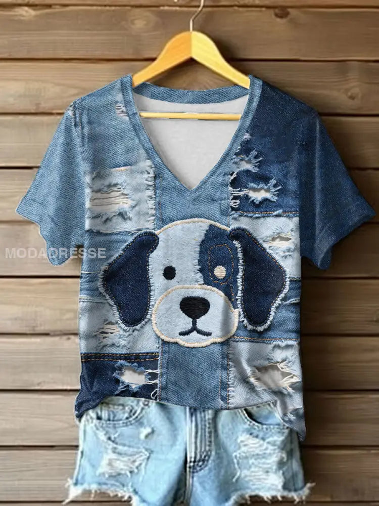 Kvinnor Denim valp-tröja blå / S