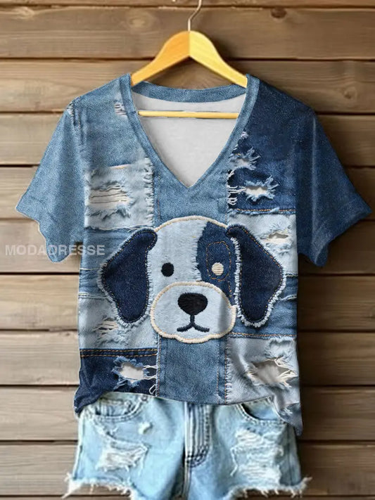 Kvinnor Denim valp-tröja blå / S
